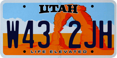 UT license plate W432JH
