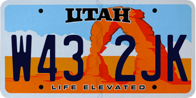 UT license plate W432JK