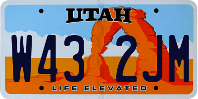 UT license plate W432JM