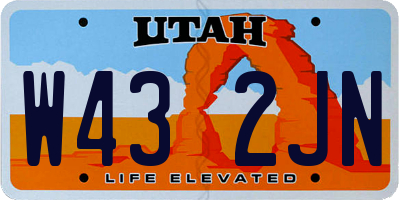 UT license plate W432JN