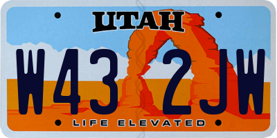 UT license plate W432JW