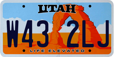 UT license plate W432LJ