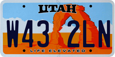 UT license plate W432LN