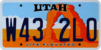 UT license plate W432LO
