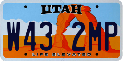 UT license plate W432MP