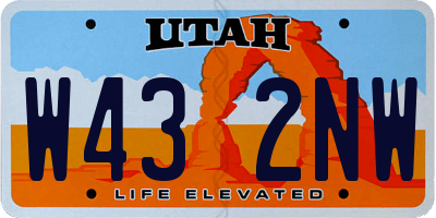 UT license plate W432NW