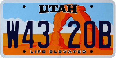 UT license plate W432OB