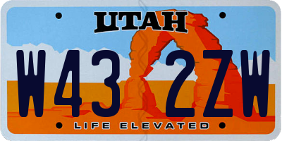 UT license plate W432ZW