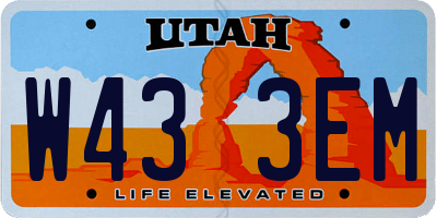 UT license plate W433EM
