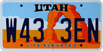 UT license plate W433EN