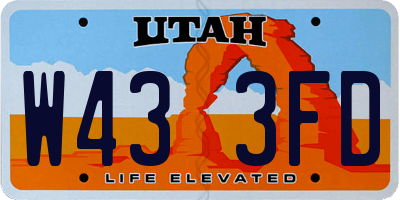 UT license plate W433FD