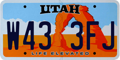 UT license plate W433FJ