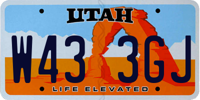 UT license plate W433GJ