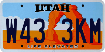 UT license plate W433KM