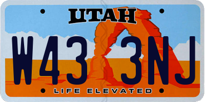 UT license plate W433NJ