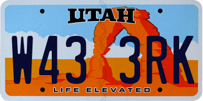 UT license plate W433RK