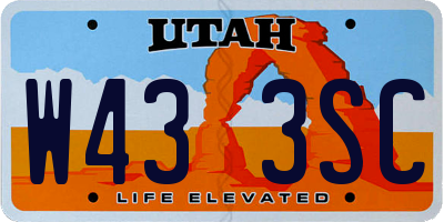 UT license plate W433SC