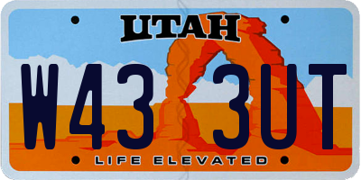 UT license plate W433UT