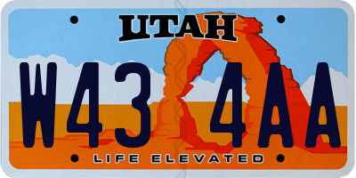 UT license plate W434AA