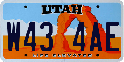 UT license plate W434AE