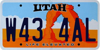 UT license plate W434AL