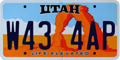 UT license plate W434AP