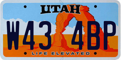 UT license plate W434BP