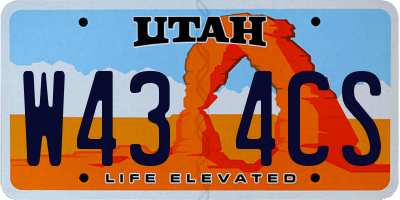 UT license plate W434CS