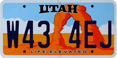 UT license plate W434EJ