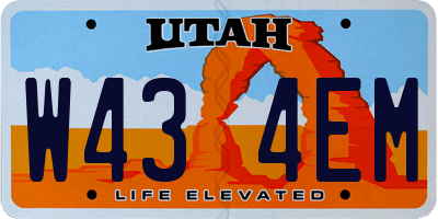 UT license plate W434EM
