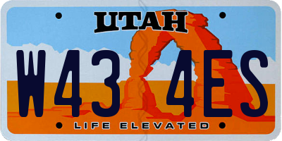 UT license plate W434ES