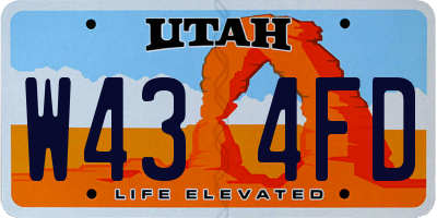 UT license plate W434FD