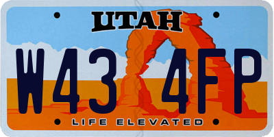 UT license plate W434FP