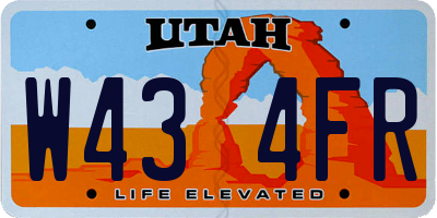 UT license plate W434FR