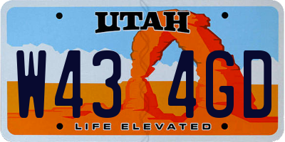 UT license plate W434GD