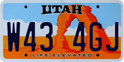 UT license plate W434GJ