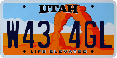 UT license plate W434GL