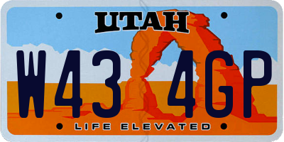 UT license plate W434GP