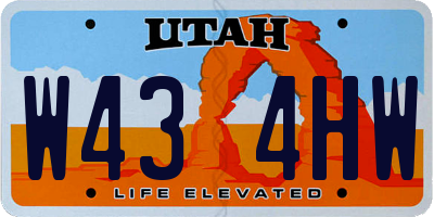 UT license plate W434HW