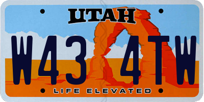 UT license plate W434TW