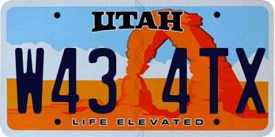 UT license plate W434TX