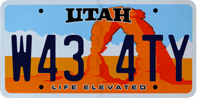 UT license plate W434TY