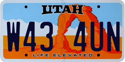 UT license plate W434UN