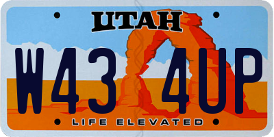 UT license plate W434UP
