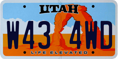 UT license plate W434WD