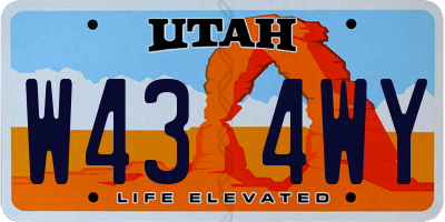 UT license plate W434WY