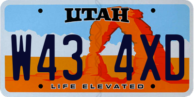 UT license plate W434XD