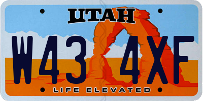 UT license plate W434XF