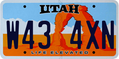 UT license plate W434XN