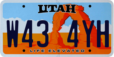 UT license plate W434YH